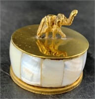Pill box with beautiful brass and mother of pearl