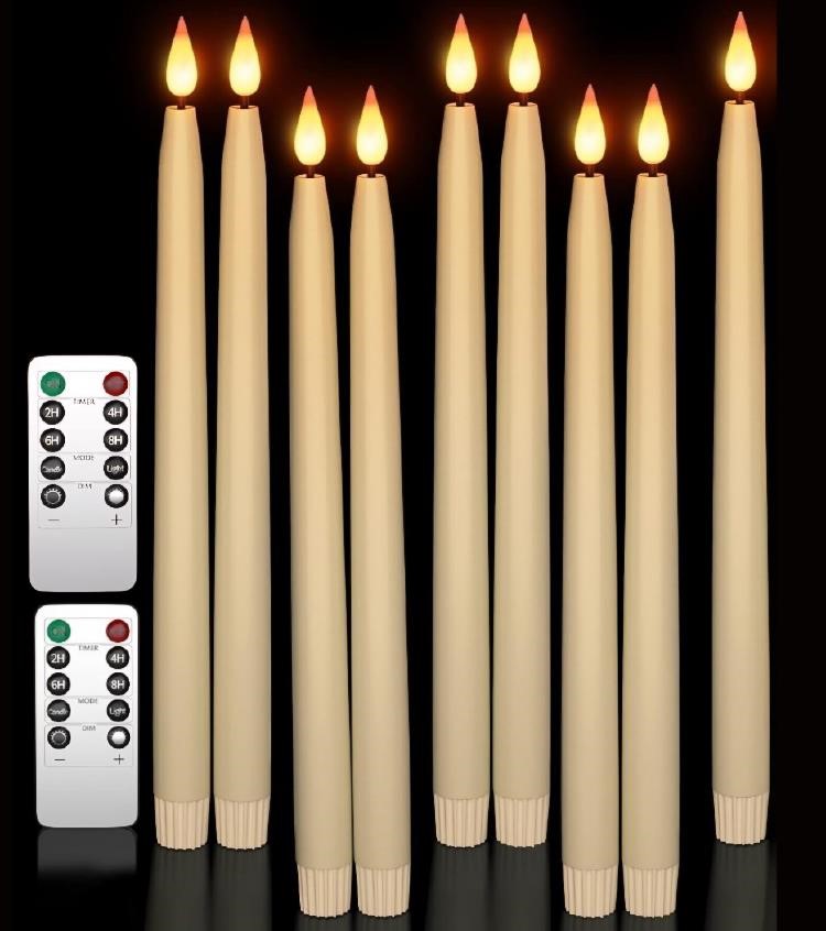 NEW $42 9PK LED Ivory Candles w/Timer&Remotes