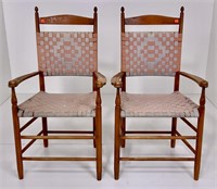 Pr. Shaker style arm chairs, acorn top posts,