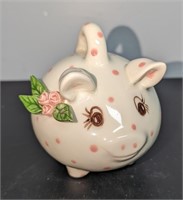 Vintage Girl Baby Pig Piggy Bank Ceramic