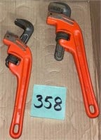 Pair of Off-Set 10" & 12" Pipe Wrenches
