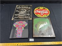 Metal Signs, Elephant Art, Bass on Wood Print