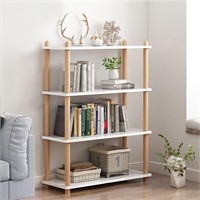 $90  IOTXY 4-Tier Wooden Shelf Bookcase  White