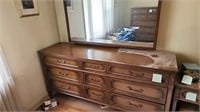 Vanity with mirror drawered dresser