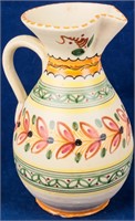 Festive Hand Painted Ceramic Pitcher Signed
