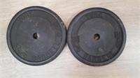 Vintage Cast Iron Pair 25lb Barbells Weights
