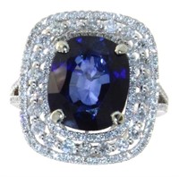 14k Gold 7.52 ct Sapphire & Diamond Ring