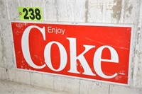"Enjoy Coke" metal sign, 22" W x 10" T x 1" Th.
