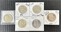 (AZ) 1957-1963 Franklin Half Dollars. Face Value