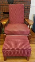 Chair and Ottoman with Early Wood Morris, Chair