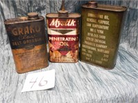 3 EARLY OIL CANS MILITARY ETC.