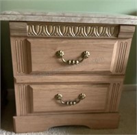 2 Drawer Cabinet Bed Stand with Faux Marble Top