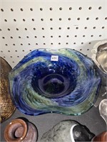 Blue Swirl Glass Bowl