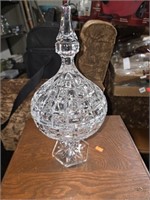 Tall Clear Crystal Pedestal Footed Candy Dish