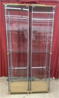 Matching glass display cabinets with wooden tops