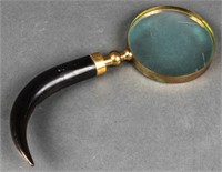 Brass Mounted Magnifying Glass w Horn Handle