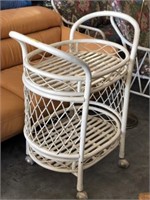 Wood Rolling 2 Tier Plant Stand- White