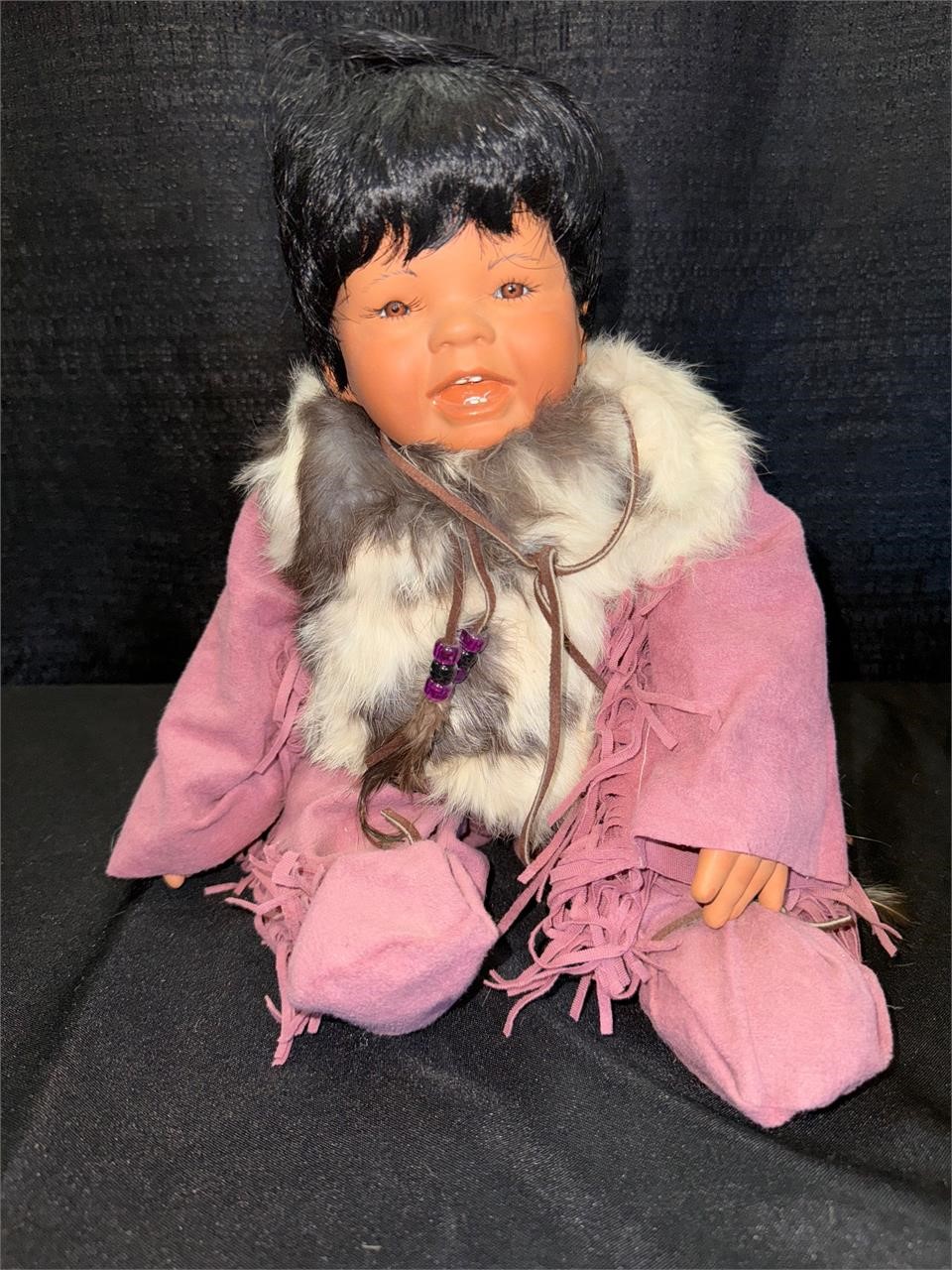 Porcelain Native American Girl  Doll