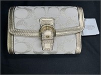 New with Tags Coach Ivory Gold/Gold Wallet