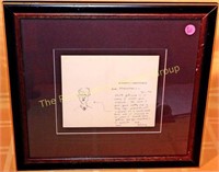 John Updike Framed Note & Drawing