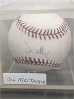 SIGNED BALL IN ACRLYIC CASE DON MATTINGLY