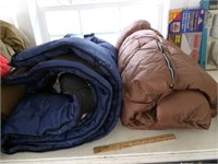 Two Sleeping Bags - Blue & Brown
