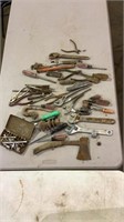 Pliers, crescent wrenches, screw drivers, misc