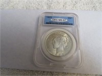 1 Graded 1925 Peace Silver Dollar in Plastic Case