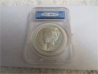 1 Graded 1924 Peace Silver Dollar in Plastic Case