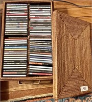 Wicker storage filled with CDs