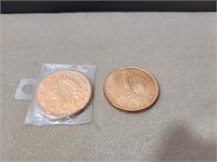 (2) .1 ounce 999 Fine Copper Coins