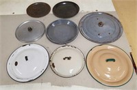 Vintage granite & metal.lids & plates