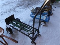 TWO 36" HYDRAULIC CYLINDERS AND BLACK METAL CART