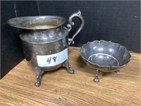 SMALL SILVER PITCHER AND DISH