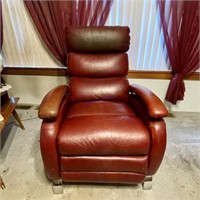 Red Leather Style Recliner Needs Cleaning & Foot