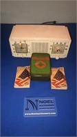 Antique radio & 1943 Boy Scout of America first