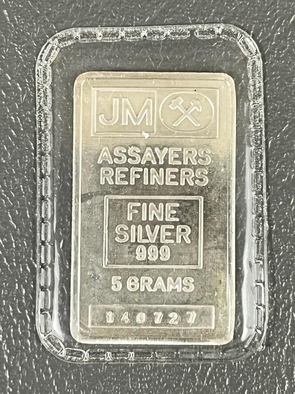 Five Gram Silver Bar (.999 Silver)