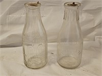 2 Vintage Glass Milk Bottle