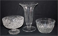 3 Pc Assorted Glass & Crystal