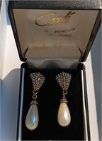 CARDI Fashion Pearl & Rhinestone Pierced Earrings