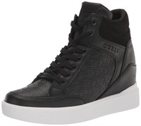 GUESS Women's Blairin Sneaker, Black Logo, 5