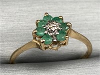 10K Gold Diamond & Emerald Ring