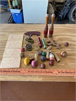 Vtg wooden toys and tops
