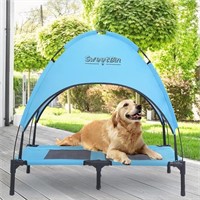 Outdoor Elevated Dog Cot with Canopy & Side Shade