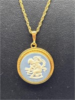 Wedgewood Pendant on Goldtone 18 in chain