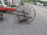 Pair of Iron Wheels 42" diameter with metal cart