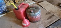two gas cans and funnel