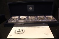 25th Anniversary MS70 Silver Eagle Set of 5