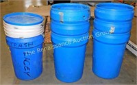7 Rigid Plastic Barrels, 6 Lids