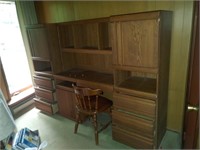 Large Oak Desk - Office Station 7 Drawers 3